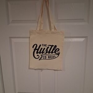 Canvas Tote Bag Graphic,The Hustle Is Real Size 11.5 X 13 Inches